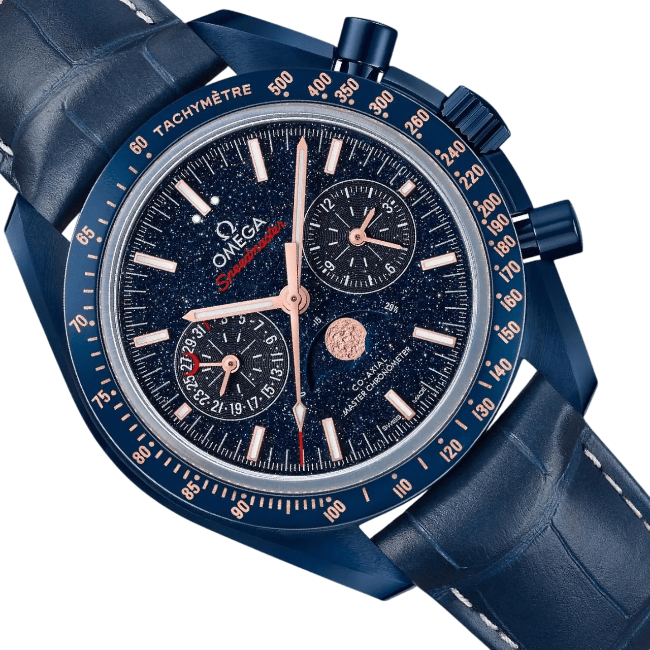 Omega Speedmaster Moonphase Chronograph 44.25mm Blue Side of the Moon Aventurine - Image 6